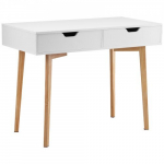 Vaiki&scaron;kas ra&scaron;omasis stalas, 99x51x76,5 cm, balta, MDF, su laikymo vieta