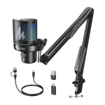 maono DM40 PRO S Black Condenser Microphone + BA20 Boom Arm