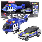 Žaislų rinkinys "City Police": policijos sraigtasparnis ir automobilis