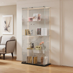 Vitrina, su LED lemputėmis, 163 x 79 x 35 cm, juoda