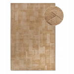Rankomis austas vilnos kilimas 80x150cm, rudas, modernus 3d ra&scaron;tas