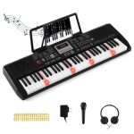 Costway 61 klavi&scaron;o elektroninis pianinas, juodas