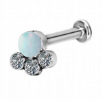 Titano labret papuo&scaron;alas su opalu ir cirkoniu, 1,2/6 mm