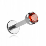 Titano labret auskaras su raudona cirkonio karoliuku 1,2/6/3