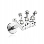 Titano labret auskaras su sidabro karūna 1,2/6 mm