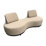Lauko sofa Home4You AMANO dvivietė, smėlio spalvos, metalinis rėmas
