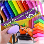 Lengvo plastilino rinkinys su priedais, 60 vnt., Lengvo plastilino rinkinys su priedais, 60 vnt.