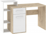 RIO-03 kampinis stalas L su stalčiumi ir spintele &ndash; ąžuolo galinis pjūvis / balta