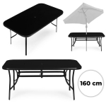 Sodo stalas 160 &times; 90 cm, grūdintas stiklas, juodas, Multigarden