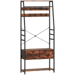 Drabužių kabykla su suoliuku batams, 80x30x180 cm, ruda, metalas