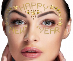 Auksinės "happy New Year" veido lipdukai - deimantiniai papuo&scaron;alai