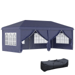 Sulankstomas paviljonas 5,85x2,95 m, UV, mėlynas, su langais ir durimis