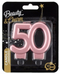 Žvakutė "50" Rose Gold metalinė jubiliejui