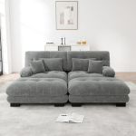 Kampinė sofa su &scaron;ezlongais ir pagalvėmis pilka 1 vnt