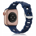 &bdquo;BestAccessories" silikoninis dirželis laikrodžiui A. Watch 4 5 6 7 8 9 10 11 SE 40 mm 41 mm 42 mm, tamsiai mėlynas