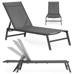 Garden beach lounger sunbed with adjustable backrest, steel frame, gray, MultiGarden