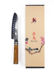 &bdquo;Aka Tori&ldquo; Santoku peilis i&scaron; damasko plieno 5" &ndash; &bdquo;Kyoto Olive&ldquo;