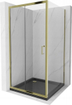 Du&scaron;o kabina Mexen Apia su padėklu ir sifonu, Gold+Black/Gold, 140 x 100 cm