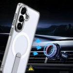 Hybrid Armor X dėklas Samsung Galaxy A57 su stovu, suderinamas su MagSafe - skaidrus