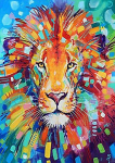 Deimantinė mozaika Spalvingas liūtas, 40x50 cm