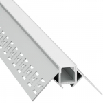 Integruotas kampinis anoduoto aliuminio profilis LED juostelėms su matiniu stiklu, 3m x 50mm x 22mm