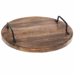 Medinis padėklas 56x29 cm, Mango medžio serviravimo lenta 30 cm skersmens lėk&scaron;tė, pagaminta i&scaron; mango medžio, skirta sūriams, &scaron;altiems gabalėliams, picoms ir kitiems užkandžiams patiekti, turi patogias rankenas
