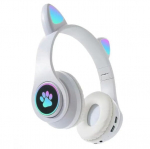 Tallomp Bluetooth 5.0 ausinės su katės ausimis, balta