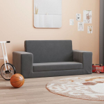 Vaiki&scaron;ka dvivietė sofa-lova, antracito, mink&scaron;tas pliu&scaron;as