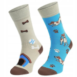 Kojinės su &scaron;uns motyvu, skirtos žmogui, kuris myli &scaron;unis , Comodo, Funny SM1/56, mėlynos/smėlio spalvos