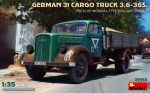 Miniart - German Opel Blitz 3t Cargo Truck 3,6-36S. Pritsche-Normal-Type Military Service, 1/35, 35442