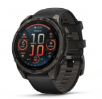 I&scaron;manusis laikrodis Garmin fēnix&reg; 8 &ndash; 47mm AMOLED Sapphire Carbon grey DLC titanium with Black/pebble grey silicone band