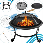 Lauko ugniakuras su dangčiu FIRENZE, 54 cm, plieninis, juodas