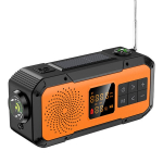Radios and alarm clocks,Emergency Weather Radio Portable Power Bank with Solar Charging, Hand Crank & Battery Operated,orange