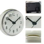 Watches,Mini suction cup wall clock bathroom anti-fog waterproof clock kitchen bathroom clock,white