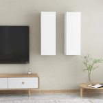 TV spintelė，TV staliukas，Televizoriaus spintelės, 2vnt., baltos, 30,5x30x90cm, mediena CFE44247