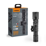Įkraunamas 10 W LED žibintuvėlis su raudona &scaron;viesa Videx, su reguliuojamu priartinimu (Zoom) ir taktiniu mygtuku