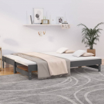I&scaron;traukiama lova，I&scaron;traukiama sofa, pilka, 2x(80x200)cm, pu&scaron;ies medienos masyvas CFE50951