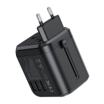 &bdquo;Choetech PD5008&ldquo; kelioninis įkroviklis, 3xUSB-A, 2xUSB-C, GaN, 35W, JAV / ES / JK / AU (juoda)