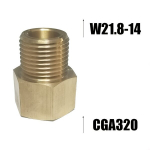 CO2 reguliatoriaus adapteris W21.8-14 į CGA320, CGA320 iki W21.8-14