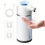 Didelis 420ml Bekontaktis Putų Muilo Dozatorius su LED Ekranu, Balto vertikalaus lango putplasčio stilius