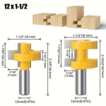 Frezos medienos apdirbimui, 12mm kotas, 2 vnt., 2 vnt 12X1-1/2in
