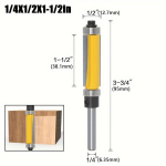 Frezavimo antgalis su guoliais medienos apdirbimui, 1vnt 1/4 x 1/2 x 38 mm