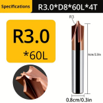 1 vnt 55 laipsnių bronzinis volframo frezos plienas chamferis peilis., R3.0-D8-60