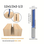 Tiesus medienos frezavimo antgalis grioveliams ir briaunoms, 12&times;1/2&times;2-1/2