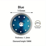 Ypač plonas deimantinis plytelių pjaustymo diskas (125mm/115mm/100mm).,  D115 mm