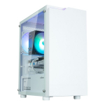 Zalman ZM-T4 PLUS WHITE Micro-ATX mini bok&scaron;telio kompiuterio korpusas su grūdintu stiklu ir ARGB ventiliatoriumi