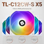 Thermalright TL-C12CW-S X5 PWM ARGB White 120mm, 5vnt., Thermalright TL-C12CW-S X5 PWM ARGB White 5vnt. (120mm) (Balti) Ventiliatoriai