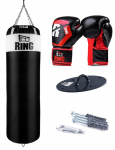 Bokso rinkinys: mai&scaron;as 130x45cm baltas pir&scaron;tinės 14 Oz ovalus tvirtinimas