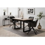 I&scaron;tempiamas stalas Denver 80B - 120-160 x 75 x 80 cm - Amatų ąžuolo / antracito dekoras - 1 x 40 cm pridėjimas - 8 žmonių.