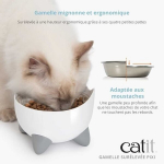 Kačiukų dubuo - CATIT - PIXI - 200ml - Pakeltas - Nuimami nerūdijančio plieno dubenėlai - Balta